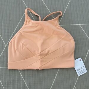 NEW Lululemon Y Wrap Front High Neck Bra Size 2 Peach Bellini LW2EH3S $68